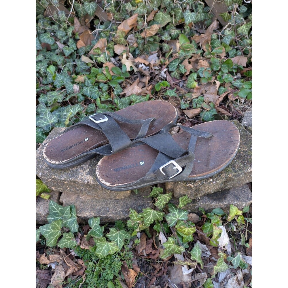Merrell Select Grip Black Leather Womens Slip On Sandals Size 10, EU 41. UK 8